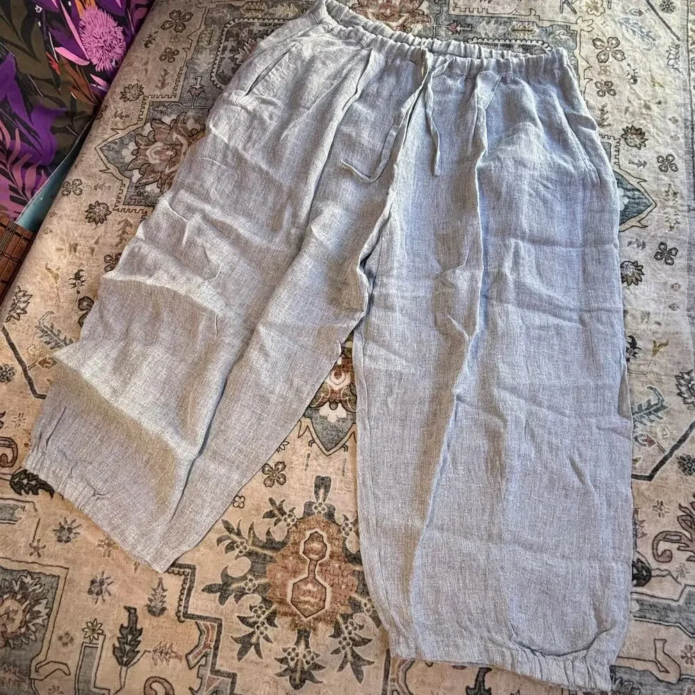 Ivan Grundahl Linen Barrel Leg Oversized Pants Artsy Comfy Loose fit Bottoms 38 - Picture 4 of 11